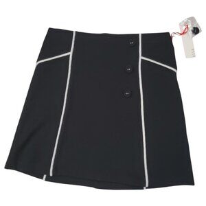 NWT Elle Black White Trim Mini Skirt XS | Mod Retro Chic Office to After-Hours